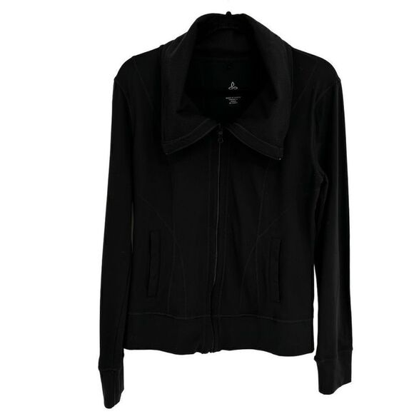 Prana Full Zip High Neck Athletic Jacket Black Large - Picture 2 of 8